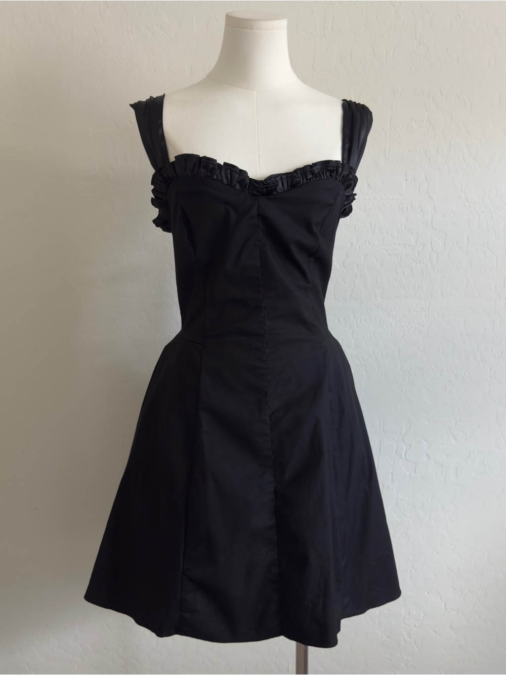 Black Ruffle-Trim A-Line Dress - Women